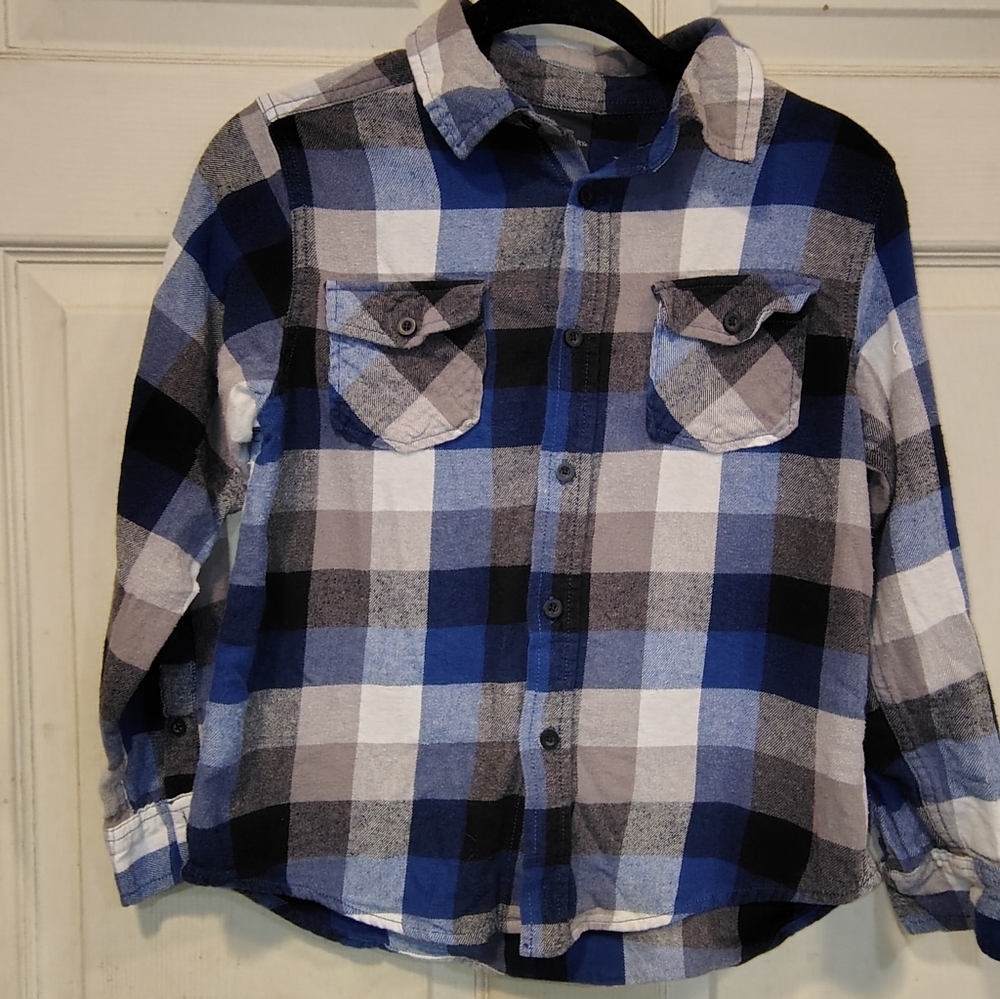 Faded Glory Kids Blue and Black Checkered Shirt